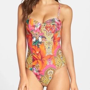Ted Baker Desst Paisley Toucan Print Swimsuit 32 DD